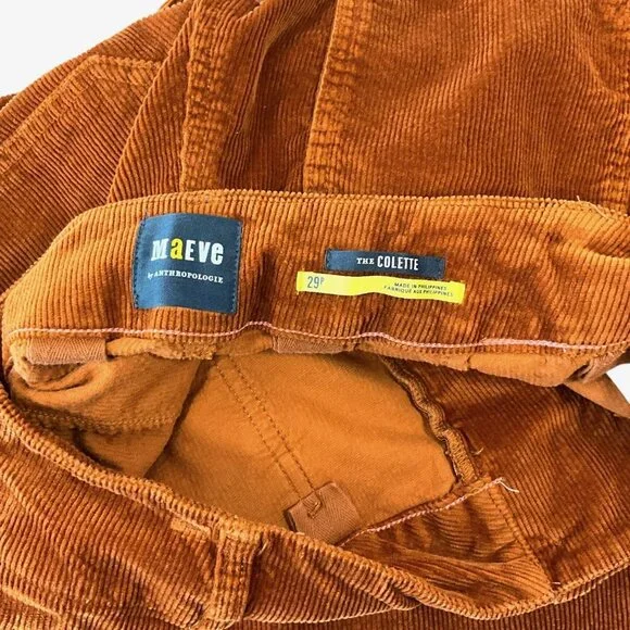 Maeve The Colette Corduroy Pants Womens 29P Orange Cropped Wide Leg Petite - Picture 5 of 10